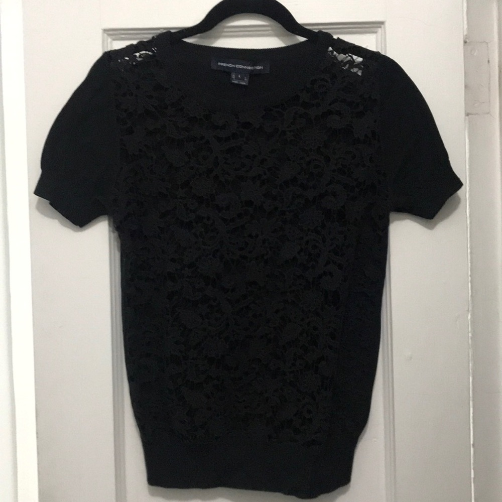 French Connection SS Lace Front Sweater size L
